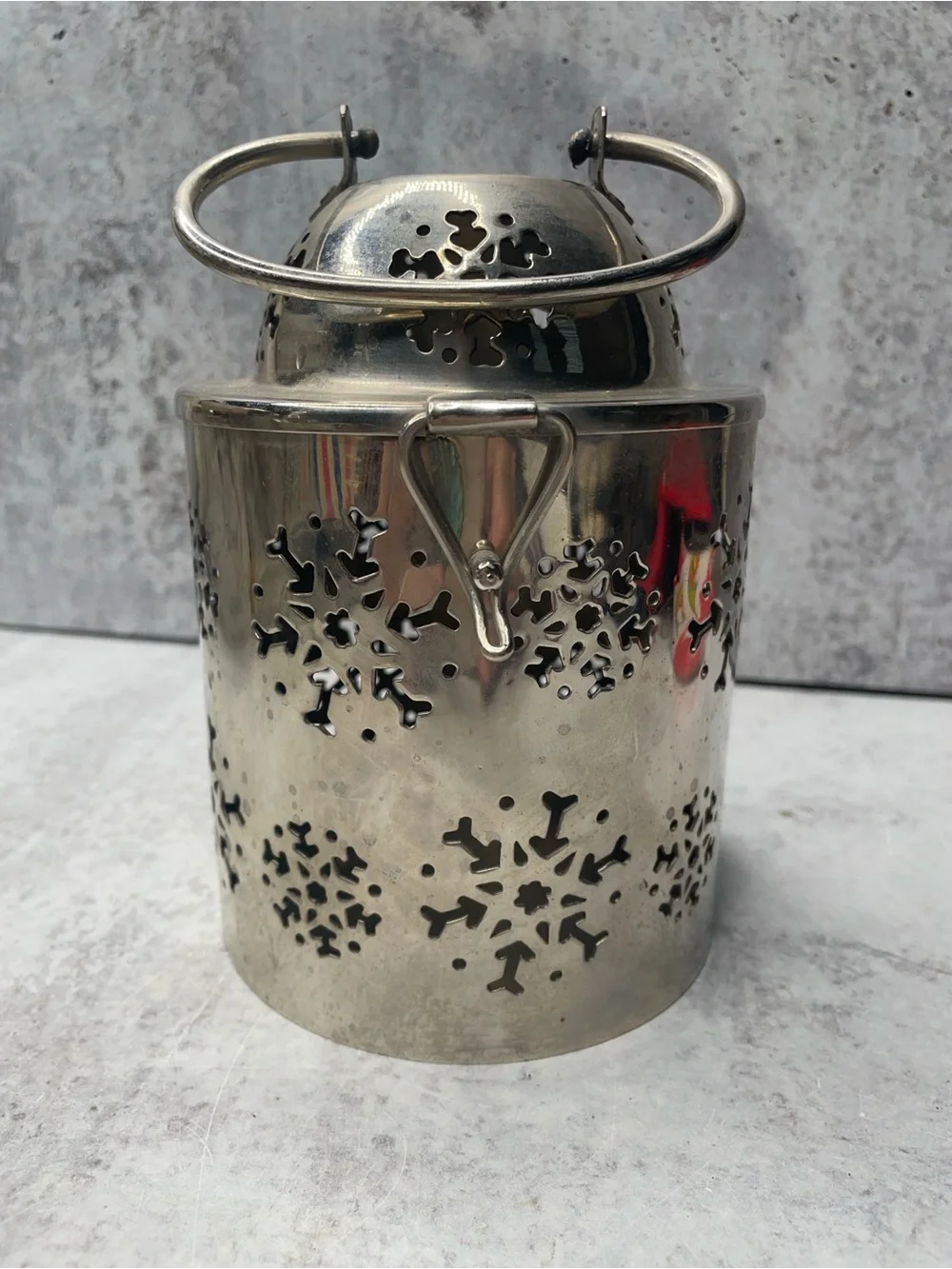 Illuminations Silver Snowflake Small Lantern 6” Candle Tea lights Decor